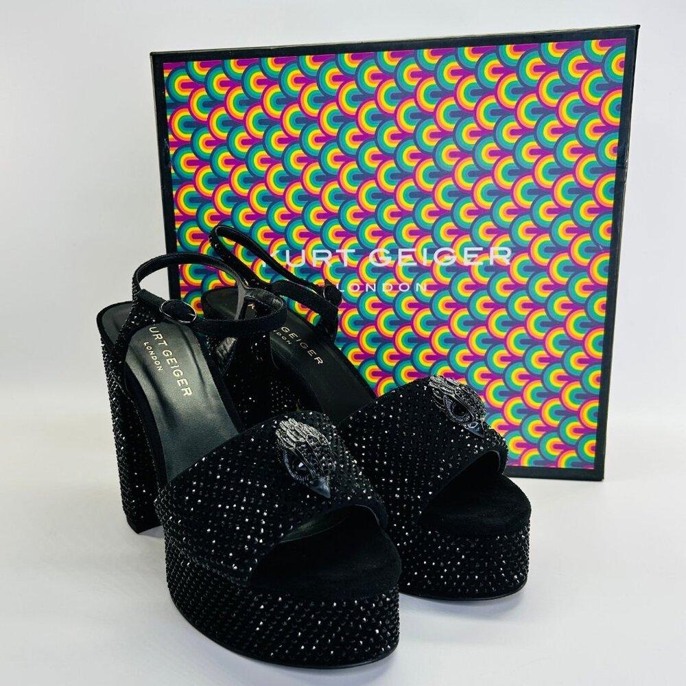 Kurt Geiger Black Glitter Heels
